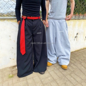 Pantalones de chándal anchos de cintura alta personalizados de alta calidad, pantalones de chándal extragrandes de pierna recta, fabricante de pantalones de chándal de tela gruesa - Product Image 1