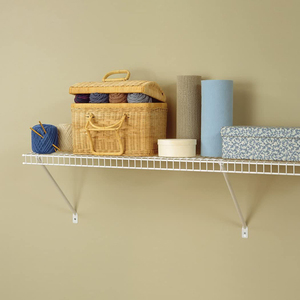 JH-Mech White 4 ft Wire Shelving System for Laundry Rooms Linen <strong>Closets</strong> or Basements Hanging Wire Shelf - Product Image 3
