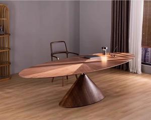 ชุดโต๊ะรับประทานอาหารที่ทันสมัยสุดหรูแผ่นไม้ล้วนทรงวงรีจานบินบนโต๊ะเก้าอี้10-12-20คนบ้านโรงแรมวิลล่า - Product Image 4