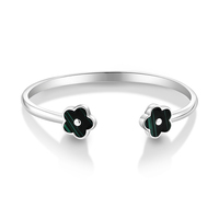Qingxin personnalisé OEM bijoux fins 925 argent Sterling Malachite trèfle à cinq feuilles Bracelet Bracelet pour les femmes