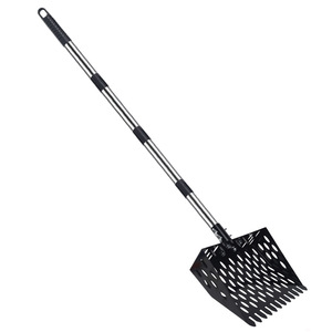<span class=keywords><strong>Pelle</strong></span> à fumier de poulet en acier inoxydable à 4 sections avec lame de 25 cm, manche long, argent/noir, emballage en boîte pour usage agricole - Product Image 5