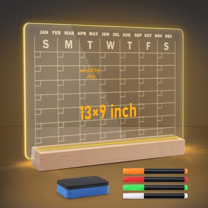 Acrylic 13X9 Inch Monthly Light Calendar