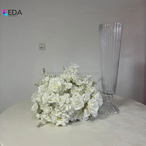 LEDA Hot Selling Wedding Centerpieces Glass Flower Stand Home Decor Events <b>Table</b> Ripple Clear Glass Vase - Product Image 2