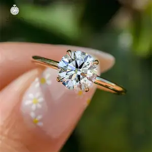 Fábrica personalizada Gra certificado Vvs Moissanite diamante 10K 14K 18K oro puro sólido Real Au 750 oro solitario anillos anillo de compromiso