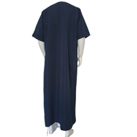 Vente en gros Nouveau design Modeste Respirant Manches courtes Brodé Style marocain Thobe arabe Polyester Automne/Printemps/Été