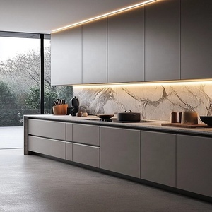CBMmart Mesa de Isla de lujo moderna de gama alta Gabinetes de cocina de piedra sinterizada Tablero de melamina de almacenamiento de madera para apartamentos - Product Image 1