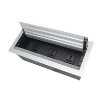Boîte d'alimentation multifonctionnelle pour câble de bureau prises de courant encastrées avec couvercle rabattable double face
