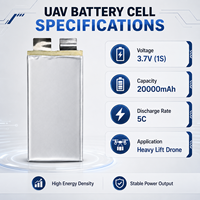 Sel Baterai Semi-Solid Densitas Energi Tinggi 3.7V 20000mAh 5C Lipo Baterai Sel Tunggal untuk Drone UAV RC