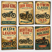 Plaque Métallique Vintage Rétro Moto Style Ancien Classique pour Bar, Garage, Cave de Motard, Décoration Murale Rustique