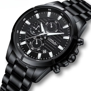 Reloj cronógrafo de lujo para hombre al por mayor, correa de acero inoxidable de moda, 46 mm, 3 subesferas, calendario, manecillas luminosas, reloj de cuarzo - Product Image 2