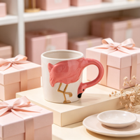 Mug en céramique flamant rose sculpté en 3D, peint à la main, tasse à café ou à thé, cadeau tropical original pour la décoration de la maison ou du bureau