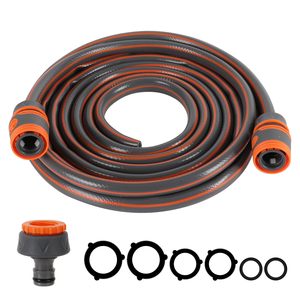 <strong>PVC</strong> <strong>High</strong> <strong>Pressure</strong> Garden <strong>Hose</strong> Connection Kit-5m Tap <strong>Hose</strong> Trolley <strong>Pipe</strong> 2 Quick-Connect Couplers 2-in-1 Universal Faucet Adapter - Product Image 1