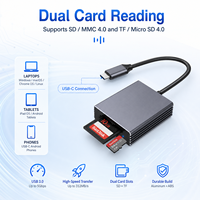 Lector de Tarjetas Externo USB-C 3.0 2 en 1 de Aluminio, 5Gbps SD 4.0/TF para 4.0 USH II hasta 312MB/s
