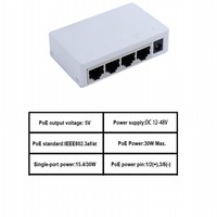Extensor PoE de 4 Puertos, Transmisión de Larga Distancia de 250 m, Repetidor PoE IEEE 802.3af/at con Soporte VLAN para Cámara IP