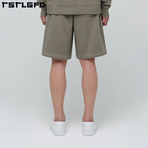 Short de survêtement d'été unisexe avec logo personnalisé Design durable délavé à l'acide en coton épais point contrasté décontracté pour hommes femmes - Product Image 4