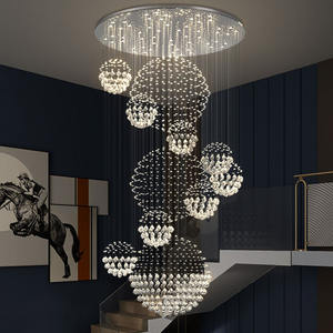 Lámpara led giratoria de cristal para escalera, candelabro moderno de gran tamaño de construcción para sala de estar y vestíbulo - Product Image 4