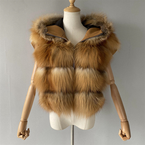 Jxwatcher 冬物卸売 新トレンド 高品質 レディース 本物フォックスファー フード付きベスト 女性用 ふわふわ リアルフォックスファー コートベスト - Product Image 6