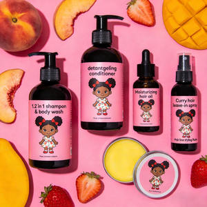 Kids Curly <b>Hair</b> Care Styling Set Organic Baby Shampoo Conditioner Detangling <b>Hair</b> <b>Growth</b> Oil <b>Spray</b> Edge Control - Product Image 2