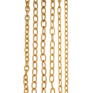 Chaîne à maillons ovales en maille |   Chaîne en acier inoxydable plaqué or 18 carats PVD, texture spirale, pour la création de colliers et bracelets DIY - Product Image 1