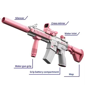 Mainan pistol air elektrik pemompa otomatis plastik baterai otomatis kuat hadiah Musim Panas 2024