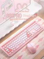 Ensemble clavier et souris sans fil MOFii 666 Pro avec touches rondes silencieuses, récepteur USB, plug and play, pour ordinateur de bureau Windows, ordinateur portable
