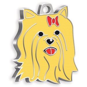 Placa de Identificación Metálica Dorada para Perros Yorkshire con Diseño de Lazo - Product Image 1