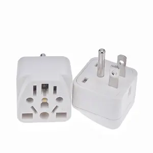 Adaptor colokan perjalanan AS EU/UK/AU/in/CN/JP/Asia/Italia/Brasil di seluruh dunia ke AS (tipe B)3 Prong Grounded colokan dinding AS Internasional