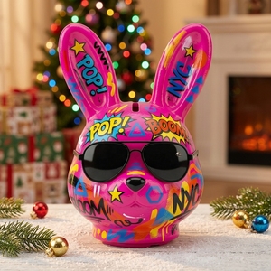 Hucha de cerámica personalizada de fábrica con forma de conejo, estatua artesanal, decoración del hogar, regalo para niños, hucha para monedas - Product Image 1