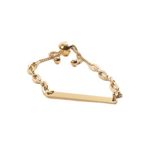 Custom 18K PVD Gold Stainless Steel Adjustable Cured Bar Bracelet | Blank For Custom Laser <b>Engraving</b> Ideal For Personalized Gift - Product Image 5