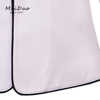 MEIDAO-030093 Jaket Wanita Tanpa Bahu, Blazer Putih Klasik Pendek dengan Dekorasi Pipa