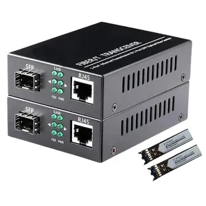 Gigabit Ethernet SFP Fiber Media Converters Dual Core Single Mode LC Module 100/1000M 20KM Fiber Optic Transceiver 1 Pair