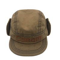 Gorro de Invierno para Hombre, Estilo Ruso, de Lona Marrón con Orejeras, Forro de Felpa Grueso y Cálido, Gorra de Béisbol