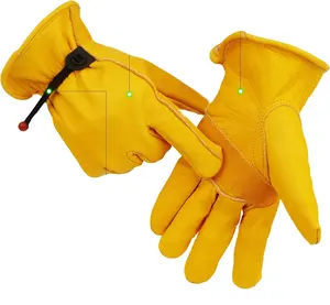 Custom Logo Leather Safety Work Gloves Durable Driving Welding Waterproof Garden Warehouse Cow Split Outdoor Protection Work