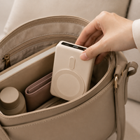Batterie externe magnétique ultra-portable 10000 mAh, charge sans fil 15W, chargeur rapide PD, câble intégré, vente en gros OEM