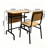 Ensemble bureau et chaise ergonomiques pour l'école, plateau multicouche 18 mm, bordure en PVC, structure en acier, pour mobilier de classe et salle d'examen