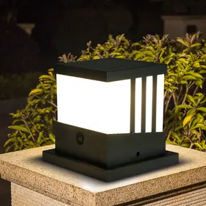 Esterno senza fili automatico casa plastica solare quadrato Post luci decorazione giardino impermeabile Led pilastro lampada cancello