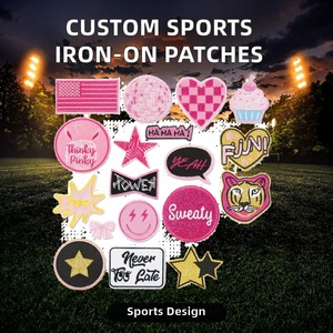 Factory Design Custom Embroidered Patch Pink Heart Star Lips Fabric High Quality Wholesale Patches for Hats - Product Image 3