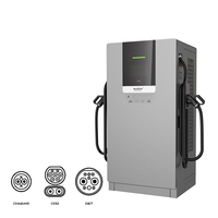 Vente d'usine Wolun Station de recharge rapide DC 120KW Chargeur EV commercial CCS2 CHAdeMO GB/T OCPP1.6J IP54 Certifié CE RFID