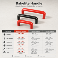 Poignée de porte de protection pour tour, en bakélite phénolique, en forme de U, pour petite machine, rouge et noir, résistante à la chaleur, durable