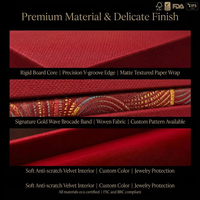 Boîte à bijoux de luxe en brocart avec doublure en velours, fermeture à pression, OEM ODM, certifiée FSC BRC FDA, pour colliers, MOQ500