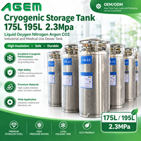 Réservoir de stockage cryogénique 175L 195L 2.3Mpa pour oxygène liquide, azote, argon, CO2, usage industriel et médical, type Dewar