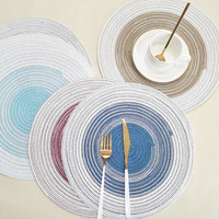 Set de table et sous-verre en coton tissé style nordique, motif cercle dégradé, résistant à la chaleur, personnalisable pour la cuisine