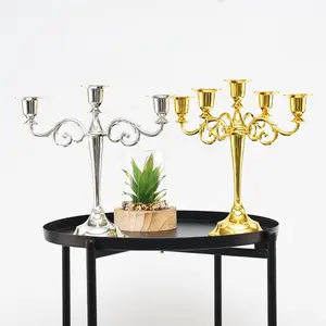 Candelabros de ouro decoração, candelabros de velas para casamento, férias, dia das bruxas, 5 velas