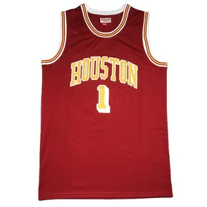 Bán buôn #1 chất lượng cao bóng rổ Jersey cho nam giới thể thao mặc thoáng khí làm bằng polyester jersey Retro Màu Đỏ