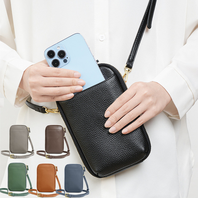 Fashion Design Waterproof Phone Pouch Women Shoulder Purse Small Shoulder HandBag Cowhide Leather Ladies Mobile Phone Bag