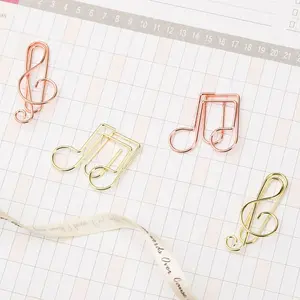 Treble Clef văn phòng kẹp âm nhạc Lưu ý hình dạng giấy Clip thời trang Lưu ý ghế Memo Clip Rose Gold phổ biến bán kim loại kim loại CN; gua