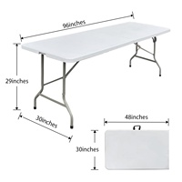 Table pliante rectangulaire d'extérieur en PEHD blanc de 96 pouces (8 pieds) – Vente chaude usine