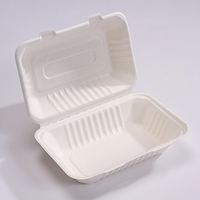 Boîte à lunch en bagasse de canne à sucre biodégradable, type coquille, 9x6 pouces, multi-compartiments, pour sushis et chewing-gum – Vente en gros à chaud