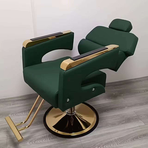 Salon Chair and <b>Mirror</b> Set / Barber Shop Chair Hair Salon / Black and Gold Salon Chairs - Product Image 6