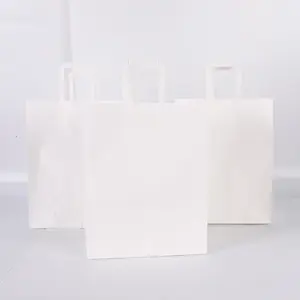 RTS Eco-Friendly Biodegradable Kraft Paper Bag Snacks Milky Tea Cakes Packaging Takeout Food Packaging Brown White Paper Bag